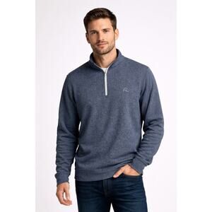 Rhoback Q Zip Blue Herringbone Jacquard Preppy Golf Performance Stretch Mens XXL